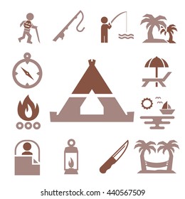 camping icon set
