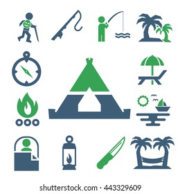 camping icon set