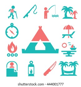 camping icon set