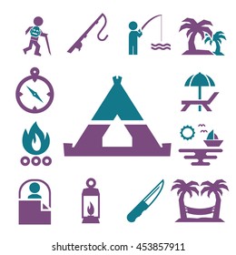 camping icon set
