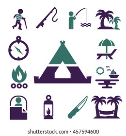 camping icon set