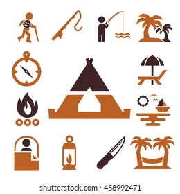 camping icon set
