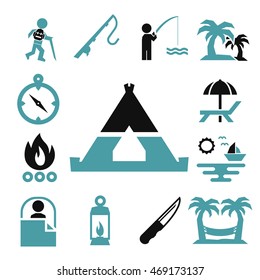 camping icon set