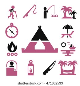 camping icon set