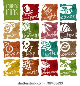 Camping icon set
