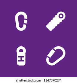 camping icon set. carabiner and sleeping bag vector icon for graphic design and web