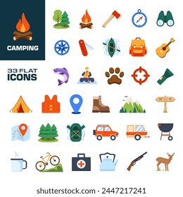 Camping icon. Camping icon set. Cartoon style.