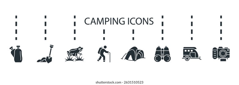 camping icon set collection .design style with background