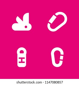 camping icon set. knife, carabiner and sleeping bag vector icon for graphic design and web