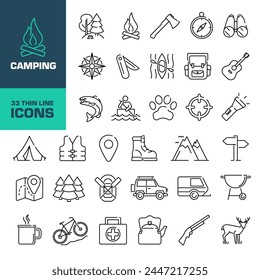 Camping icon. Camping icon set. Linear style.