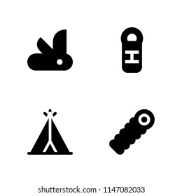 camping icon set. sleeping bag, camp and knife vector icon for graphic design and web