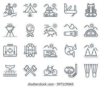 Camping icon set suitable for info graphics, websites and print media and  interfaces. Line vector icon set.
