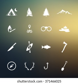 Camping Icon Set Vector