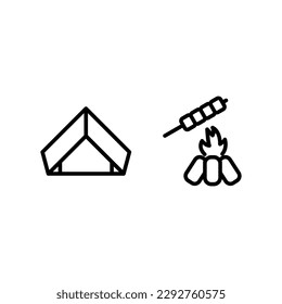 Camping icon set vector illustration logo template for many purpose. Isolated on white background.