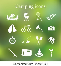 Camping icon set vector. Vector illustration