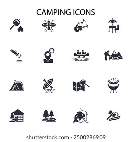 Camping icon set.vector.Editable stroke.linear style sign for use web design,logo.Symbol illustration.