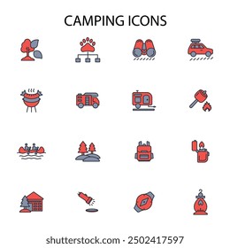 Camping icon set.vector.Editable stroke.linear style sign for use web design,logo.Symbol illustration.