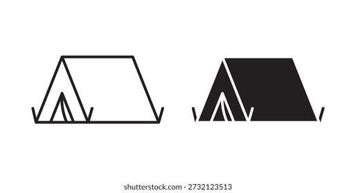 Ícone Camping. Ilustração vetorial, plana e traçada