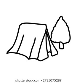 Camping Icon Vector Illustration Isolated on White Background. Camping icon vector illustration isolated on white background. Simple, clean, and modern outdoor camping design featuring tents, campfires, and backpacks. Perfect for travel apps, adventure websites, hiking guides.