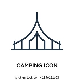 Camping icon vector isolated on white background, Camping transparent sign , thin pictogram or outline symbol design in linear style