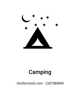 Camping icon vector isolated on white background, logo concept of Camping sign on transparent background, filled black symbol