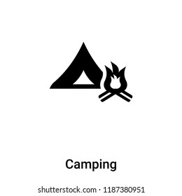 Camping icon vector isolated on white background, logo concept of Camping sign on transparent background, filled black symbol