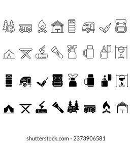 Camping icon vector set. Hike illustration sign collection. Tent symbol. Camp logo.