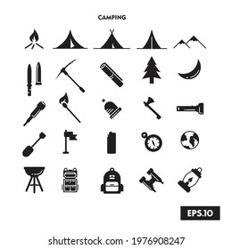 Camping icon vector set. Camping Symbol logo vector illustration