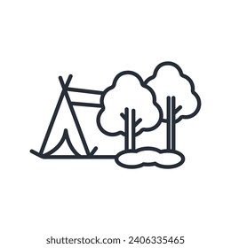 Camping icon. vector.Editable stroke.linear style sign for use web design,logo.Symbol illustration.