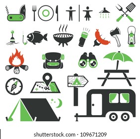 Camping icons collection