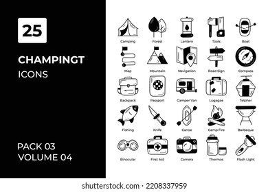 Camping icons collection. Set vector line with elements for mobile concepts and web apps. Collection modern icons.