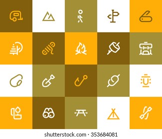 Camping icons. Flat style