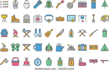 Camping icons High-Quality Vector Icons Collection with Editable Stroke. Ideal for Professional and Creative Projects.