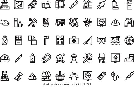 Camping icons High-Quality Vector Icons Collection with Editable Stroke. Ideal for Professional and Creative Projects.