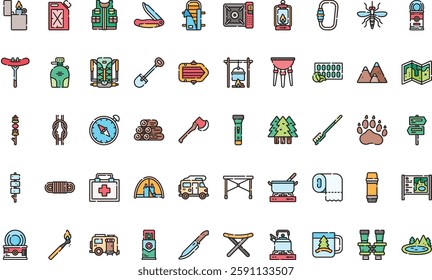 Camping icons High-Quality Vector Icons Collection with Editable Stroke. Ideal for Professional and Creative Projects.