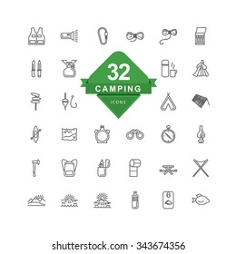 Camping Icons ( Line Icons )