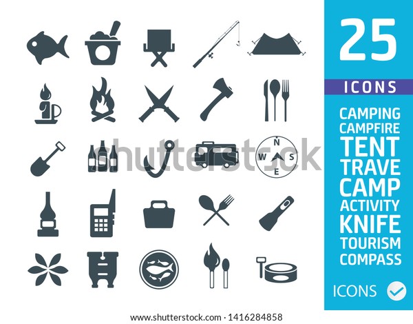 Camping\
icons ( Set of 25 Quality REMASTERED icons\
)