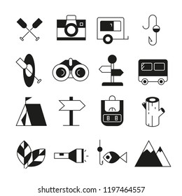 camping icons set