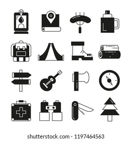 camping icons set