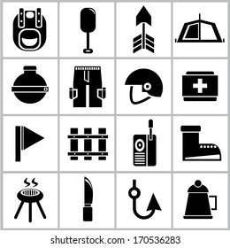 camping icons set