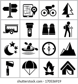 camping icons set