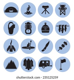 Camping icons set