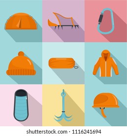 camping icons set. Flat set of 9 cammping vector icons for web isolated on white background