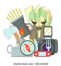 Camping icons set. Flat illustration of camping vector icons for web