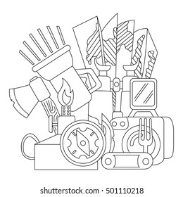 Camping icons set. Outline illustration of camping vector icons for web