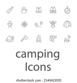 camping icons set . camping pack symbol vector elements for infographic web