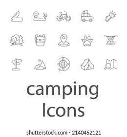 camping icons set . camping pack symbol vector elements for infographic web
