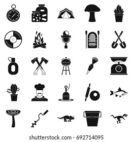 Camping icons set. Simple set of 25 camping vector icons for web isolated on white background