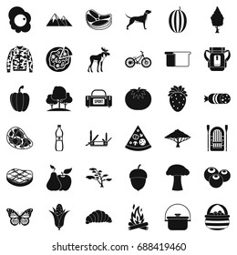 Camping icons set. Simple style of 36 Camping vector icons for web isolated on white background