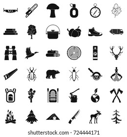 Camping icons set. Simple style of 36 camping vector icons for web isolated on white background